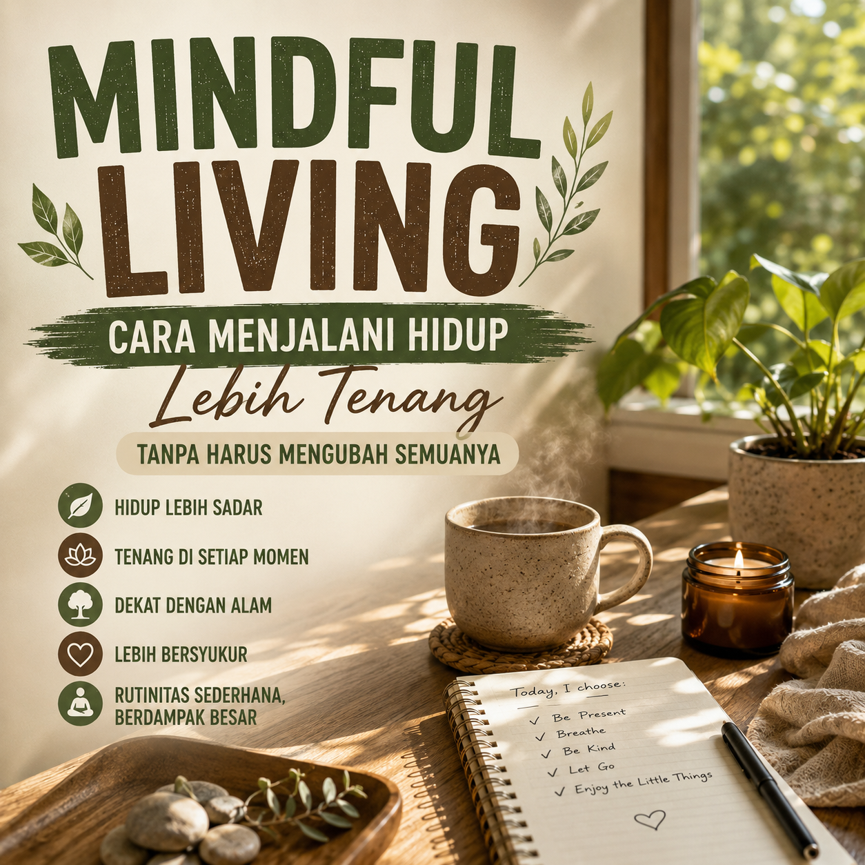 Mindful Living, Mindfulness, Slow Living, Natural Living, Healthy Lifestyle, Self Care, Simple Living, Digital Wellness, Daily Routine, Earthy Living